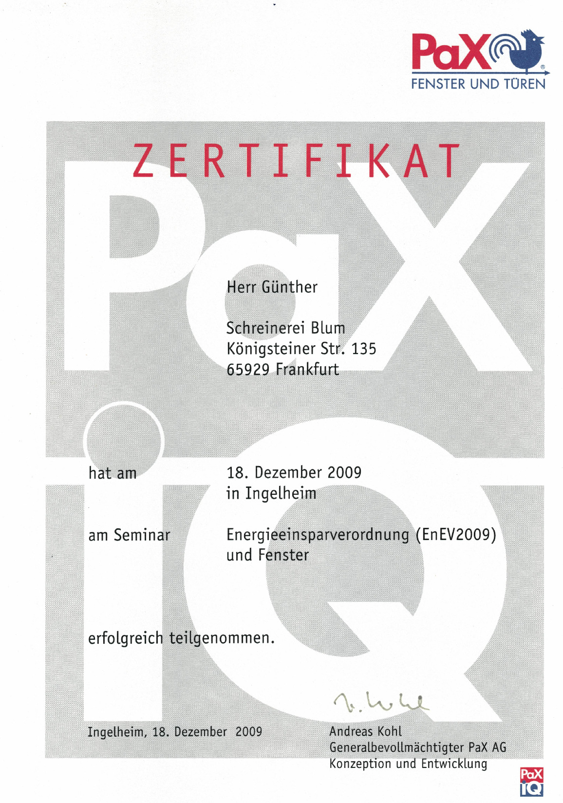 Vorschaubild von Dokument: PaX-Seminar Energiesparverordnung 2009