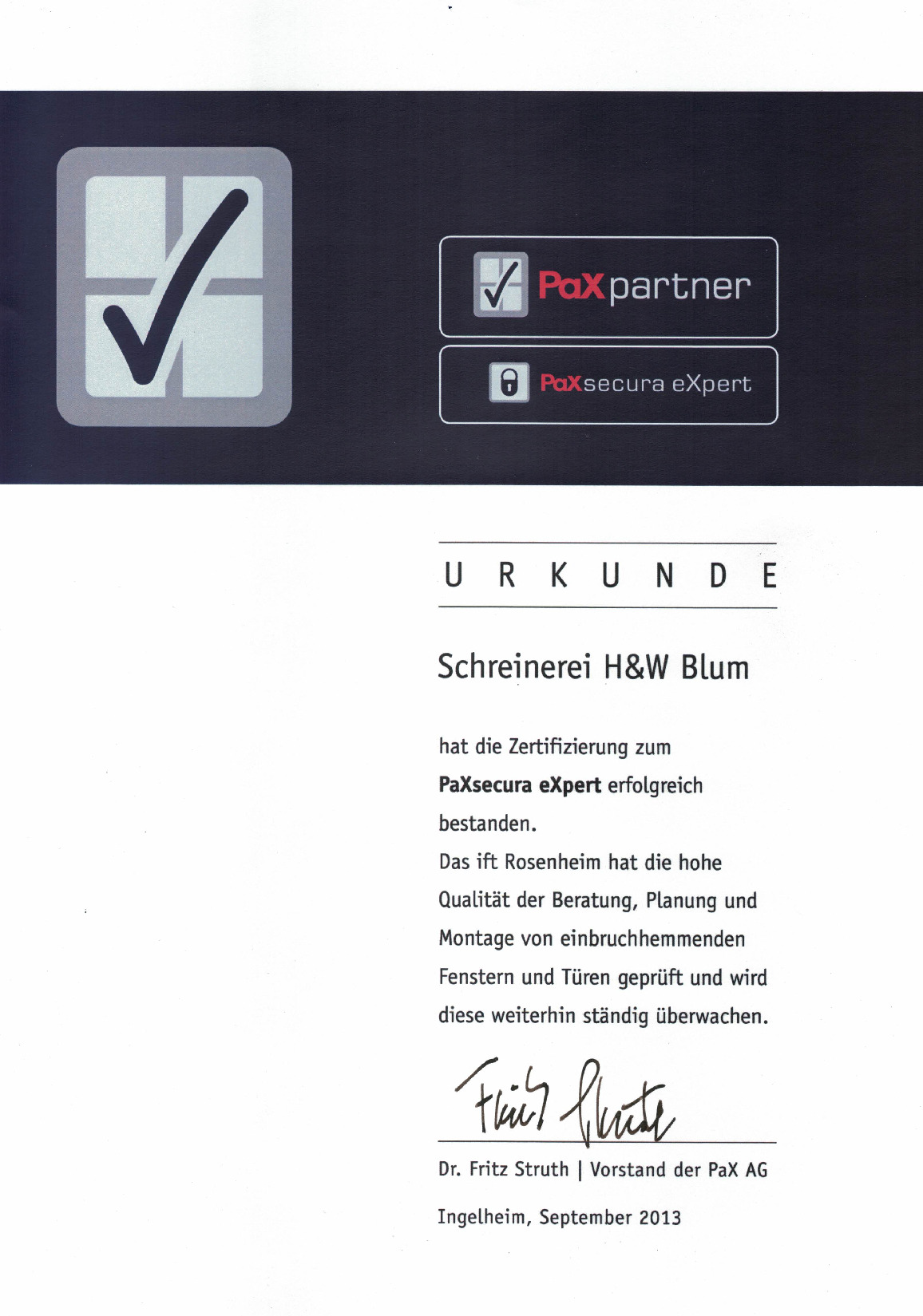 Vorschaubild von Dokument: PaX-Seminar PaXsecura Expert 2013