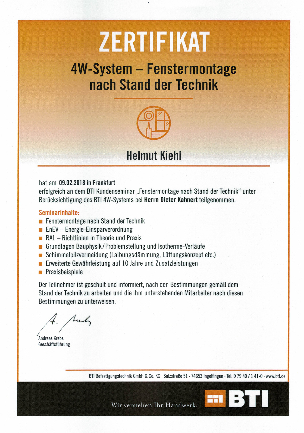 Vorschaubild von Dokument: BTI Fenstermontage Kiehl