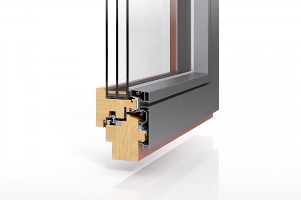 Holz-Aluminium-Fenster Profil PaXoptima 78 flächenbündig mit 3-fach Verglasung