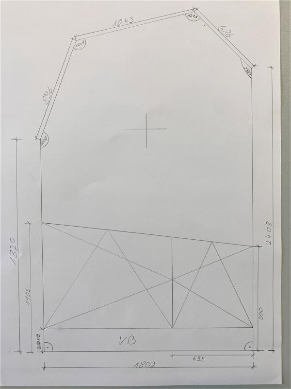 Fenster ohne rechte Winkel technische Zeichnung