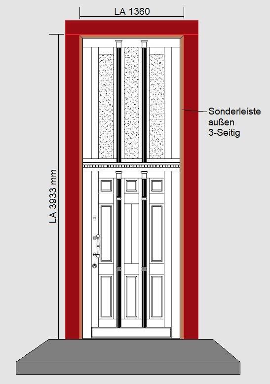 Holz-Haustür im Altbau in dunkelbraun Planungszeichnung