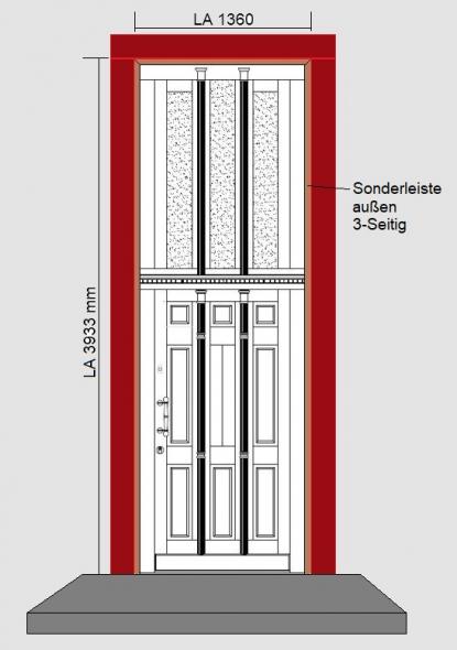 Holz-Haustür im Altbau in dunkelbraun Planungszeichnung